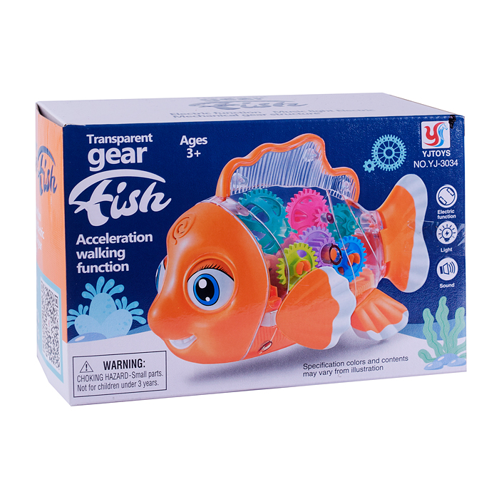 Рыбка YJ-3034 (свет, звук) на батарейках, в коробке