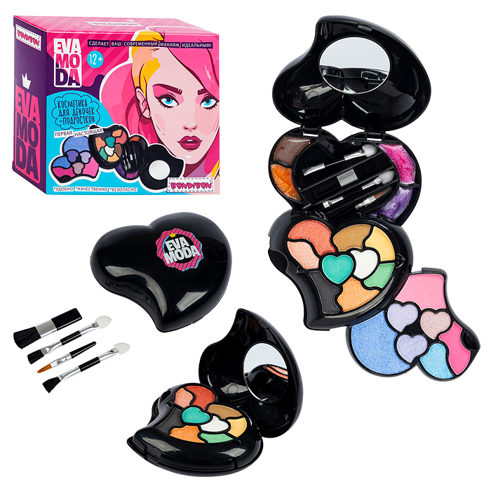 Набор детской декор. косметики Eva Moda, BOX 11,7х10,5х4,3 см; тени для век-14 шт.(11,62г),