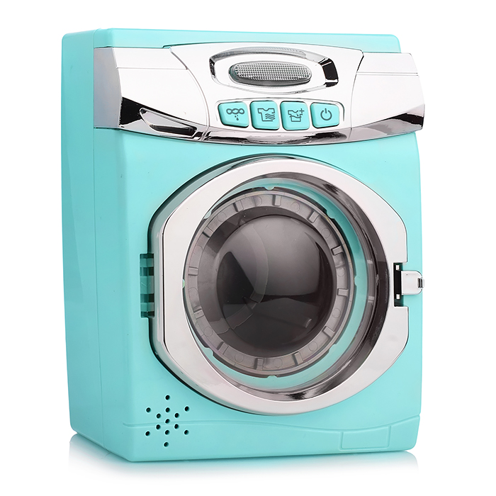 Бытовая техника A1001-6 "Стиральная машинка" с аксессуарами для стирки, бирюзовый, (свет, звук) в ко