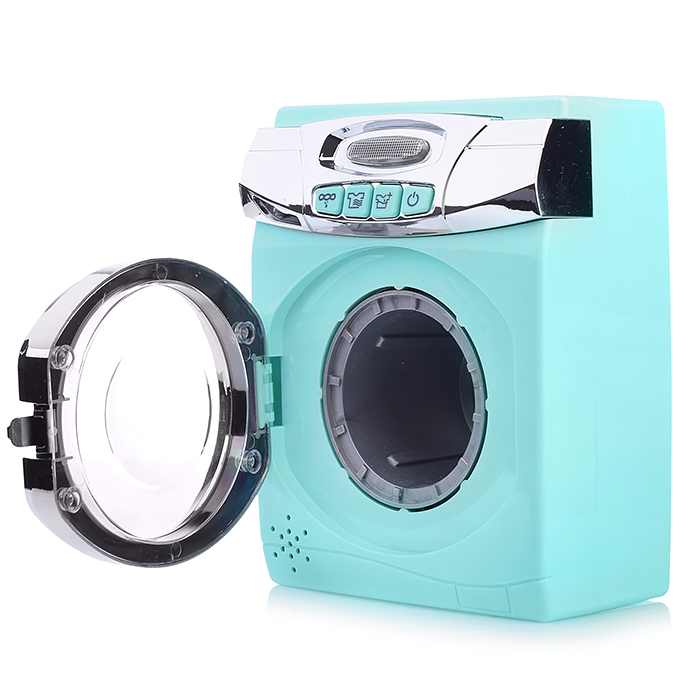 Бытовая техника A1001-6 "Стиральная машинка" с аксессуарами для стирки, бирюзовый, (свет, звук) в ко