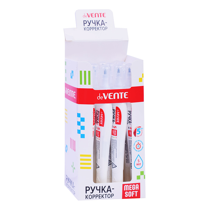 Ручка-корректор 5 мл, быстросохнущая, трубчатая система подачи, в картонном 