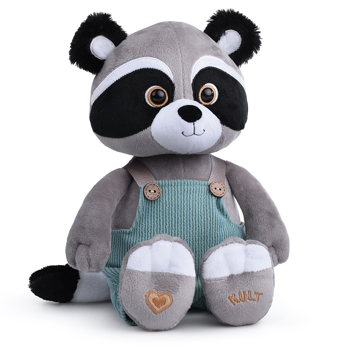 Енот Джо в комбинезоне, 25 см, серый 