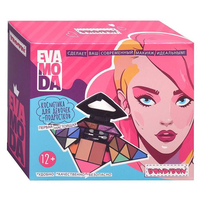 Набор детской декор. косметики BOX 14х12х4,2 см; тени для век-14шт.(13,12г), блес