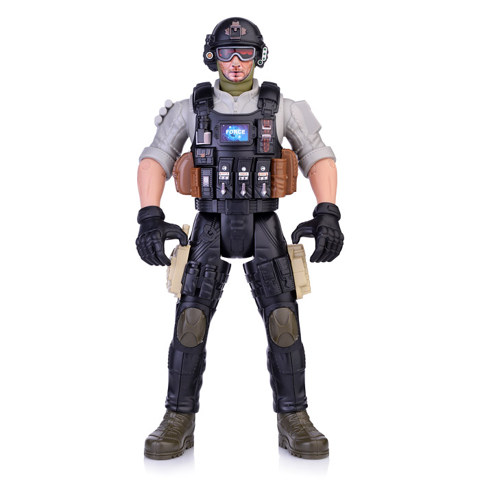 Солдат 31 см с оружием "Настоящий боец" BOX 40,5x15x6,5см, спецназовец в очках