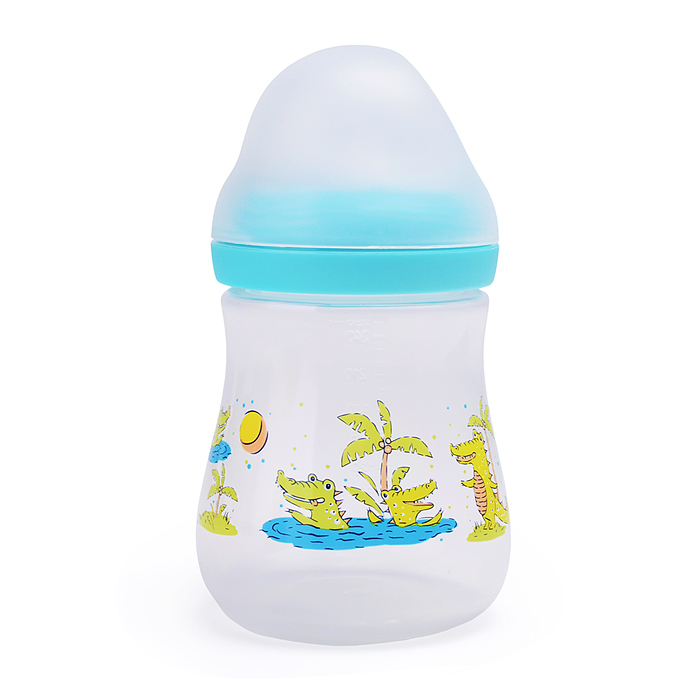 Фото к товару Бутылочка для кормления с широким горлом и силиконовой соской молочной с антивакуумным клапаном, 25 Бутылочка для кормления с широким горлом и силиконовой соской молочной с антивакуумным клапаном, 25