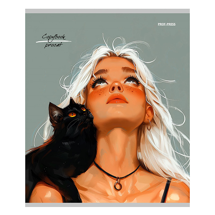 Тетрадь 96л. клетка "Девушки и коты" 