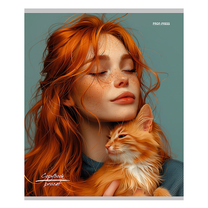 Тетрадь 96л. клетка "Девушки и коты" 