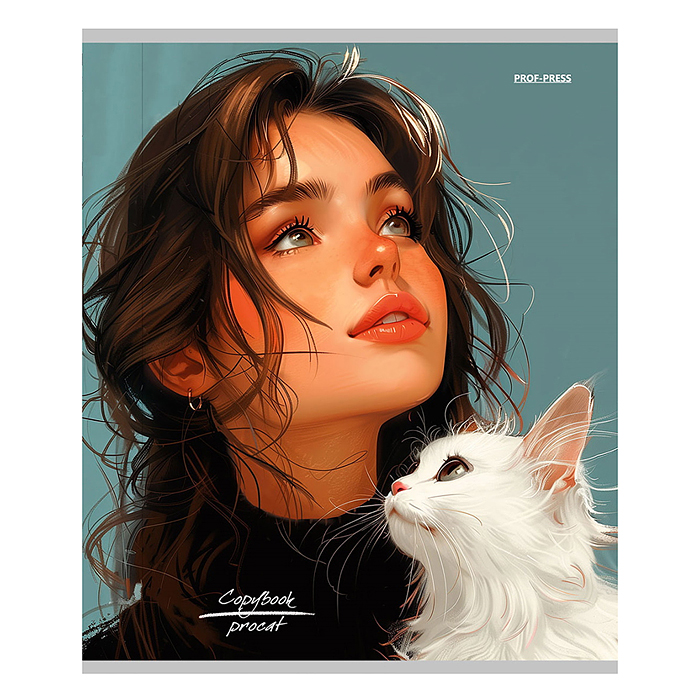 Тетрадь 96л. клетка "Девушки и коты" 