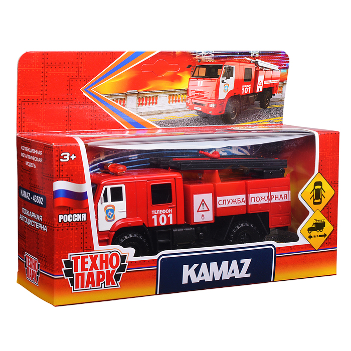 Машина металл Камаз-43502 МЧС 15,5 см, двери, подв дет, инер, кор. 