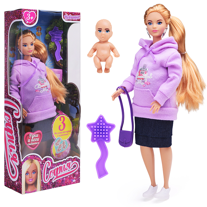 Кукла 29 см София plus size беременная тройней, руки и ноги сгиб, акс, кор 