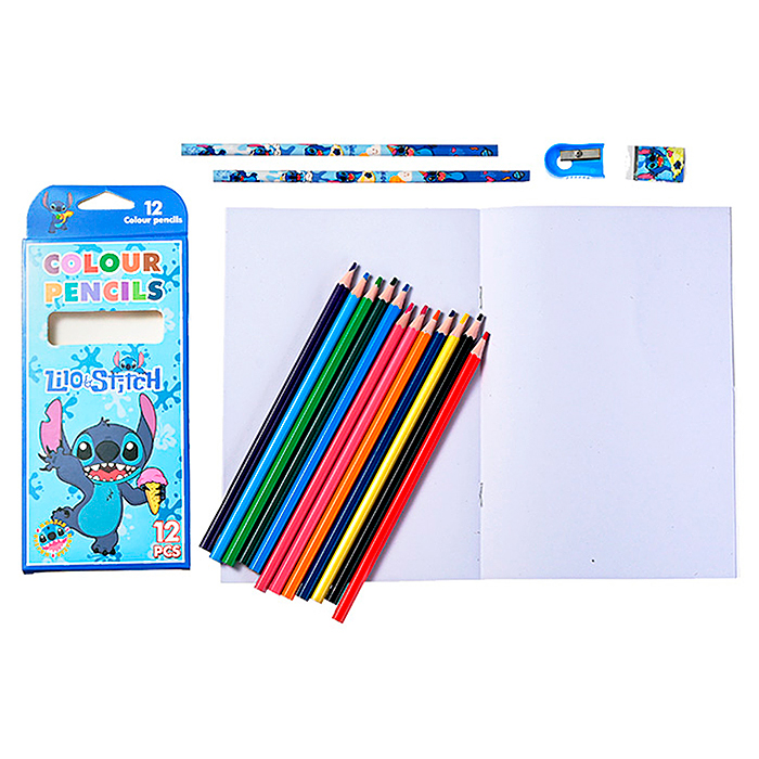 Набор канцелярский "Ушастик" набор цв. каранд. 12цв., карандаш чернограф. 2 шт, точ., ластик, блокн.