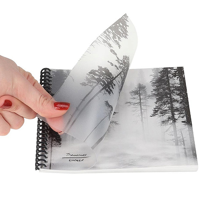 Записная книжка 48л. "Лес в тумане" 158х158см. пластиковая обложка, цв.спираль