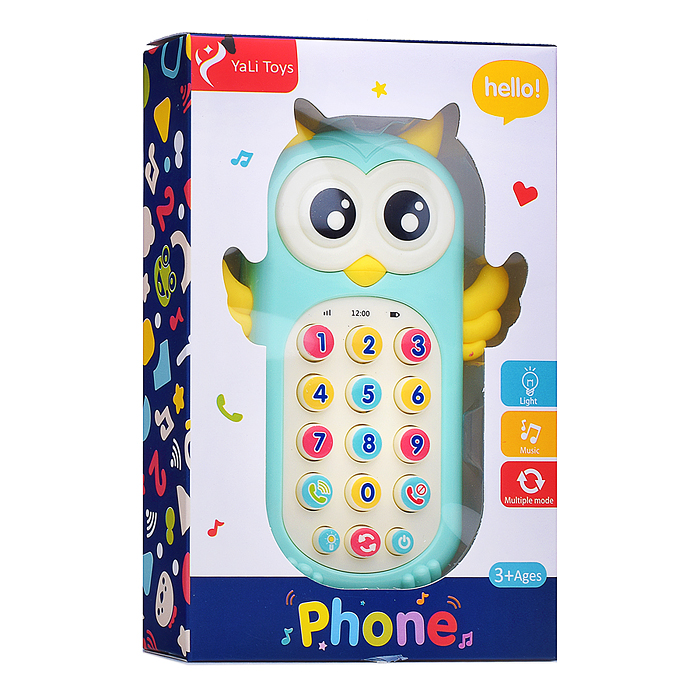 Телефон 796 "Музыкальная совушка" на батарейках, в коробке