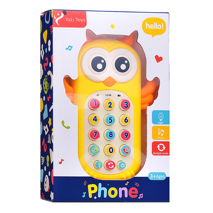 Телефон 796 "Музыкальная совушка" на батарейках, в коробке