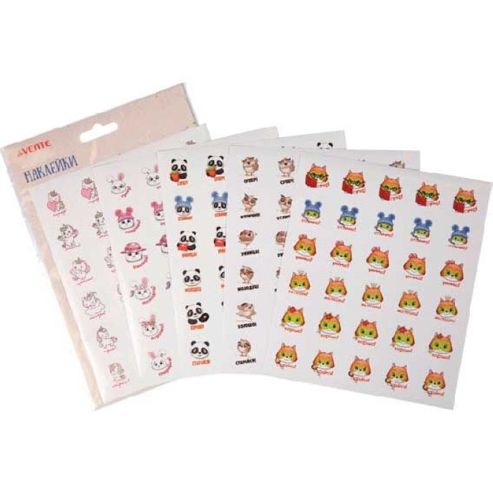 Набор наклеек оценок 5 дизайнов, 150 шт, в пластиковом пакете с блистерным подвесом