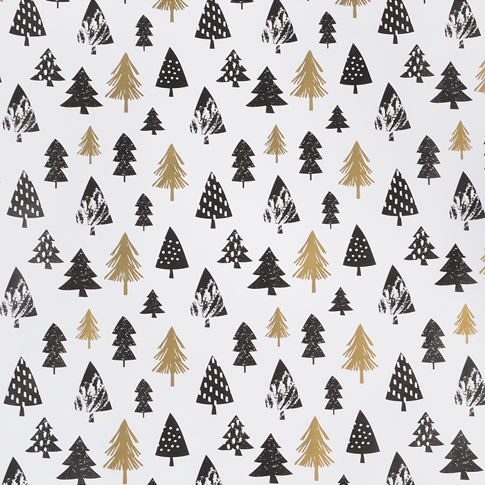 Бумага упаковочная подарочная новогодняя "Black.Gold.White", 70х100 см, 10 дизайнов ассорти, 