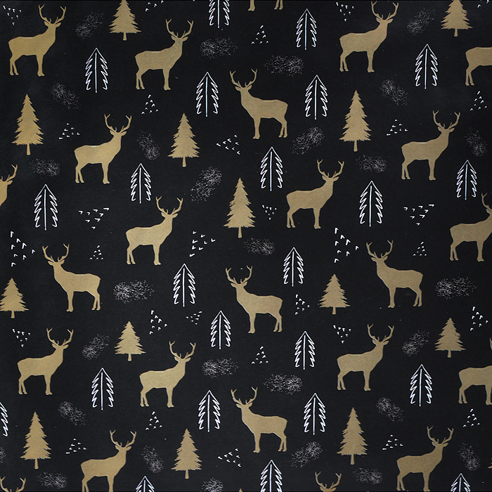 Бумага упаковочная подарочная новогодняя "Black.Gold.White", 70х100 см, 10 дизайнов ассорти, 