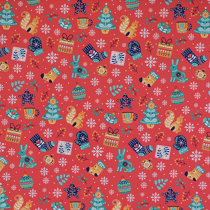 Упаковочная бумага "Пряничная"НОВОГОДНЯЯ  рулон в термопленке. Размер 70х100 см.