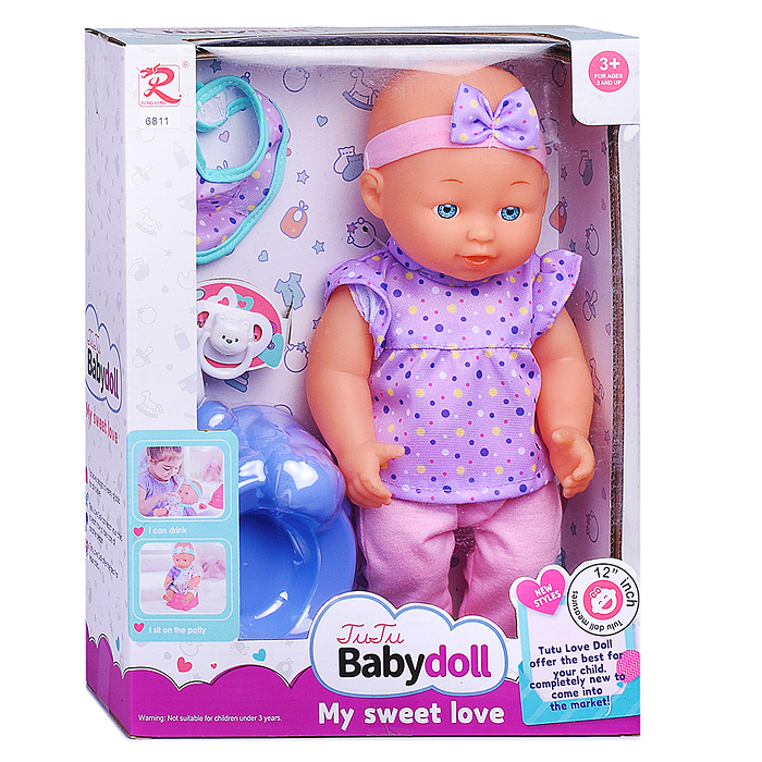 Пупс 6811 "Мирочка" с аксессуарами, в коробке