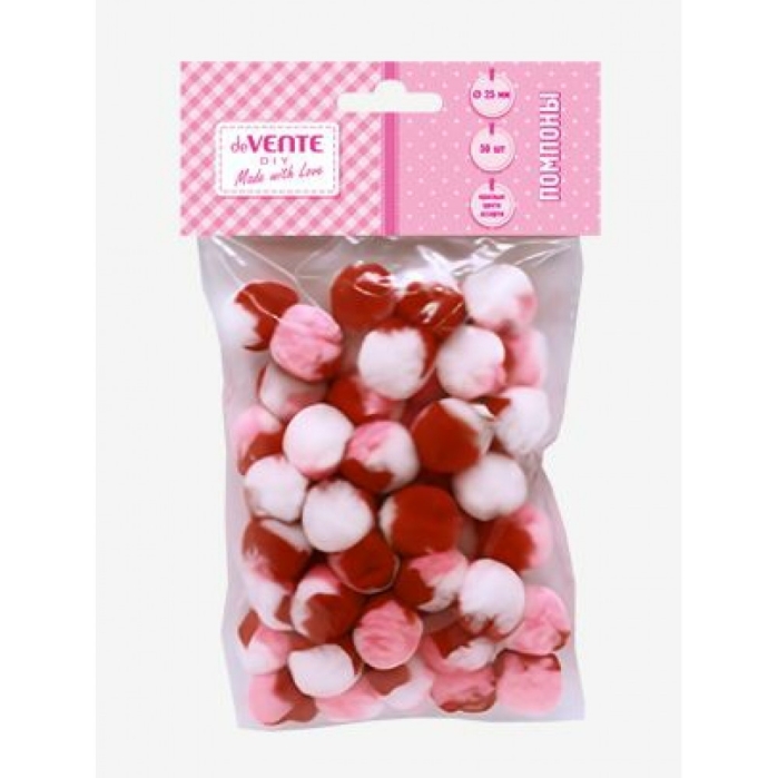 Набор помпонов для творчества "DIY" 25 мм, 50 шт, Набор помпонов для творчества "DIY" 25 мм, 50 шт,