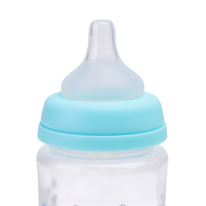 Бутылочка для кормления "Зверята" с широким горлом и  силиконовой соской молочной, 360 мл