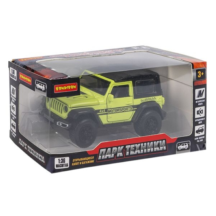 Машина метал. инерционная, М1:36, 4 открыв. двери "Парк Техники" джип салатовый