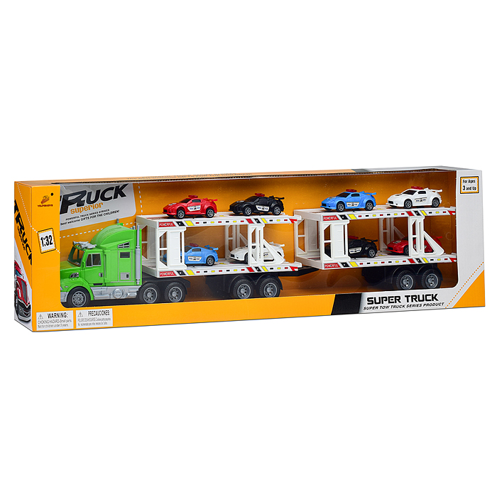 Автовоз PY800B-8 "Технорейс" с полицейскими авто, в коробке