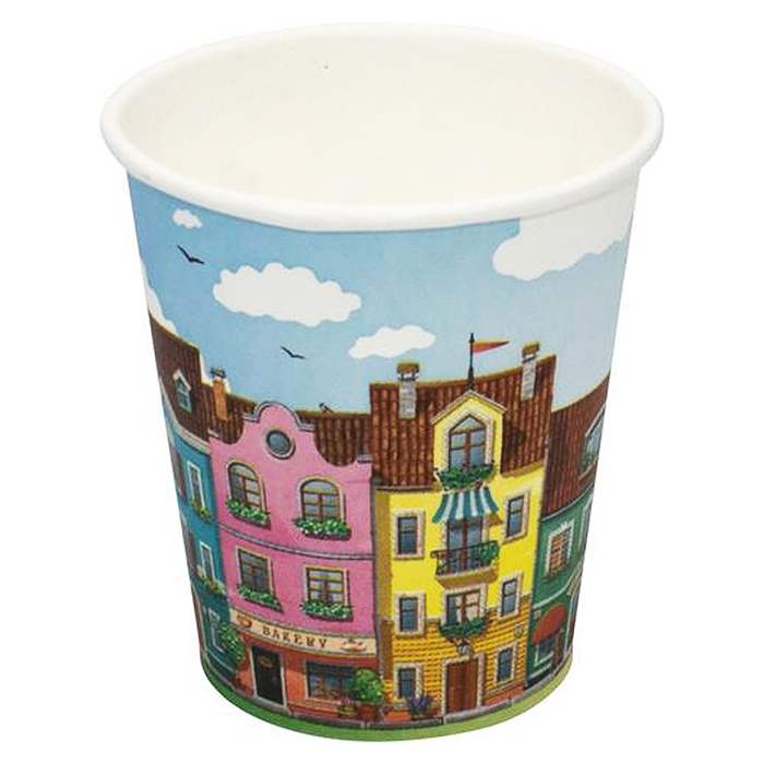 Стакан бумажный 1сл. SP9S 200/260мл "Город" Для горячих напитков