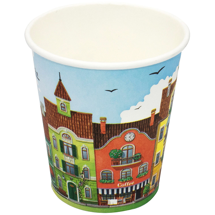 Стакан бумажный 1сл. SP9S 200/260мл "Город" Для горячих напитков