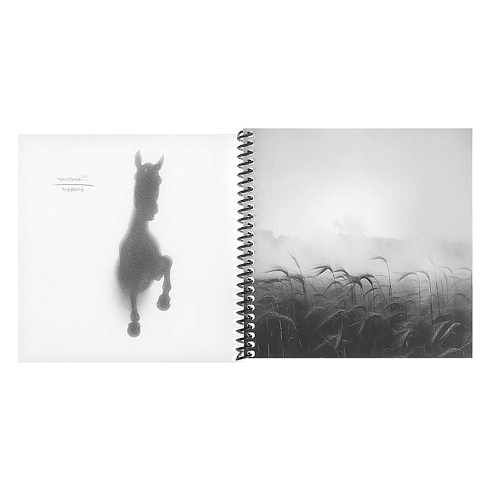 Записная книжка 48л. "Конь в туммане" 158х158см. пластиковая обложка, цв.спираль