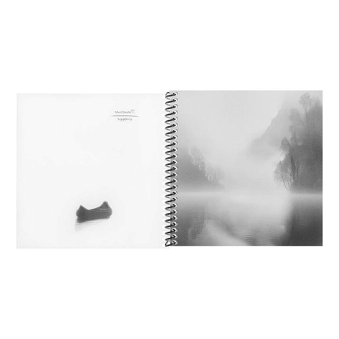 Записная книжка 48л. "Озеро в тумане" 158х158см. пластиковая обложка, цв.спираль