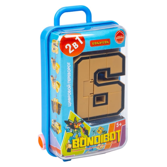 Трансформер 2в1 Цифра "6" голубой пластик