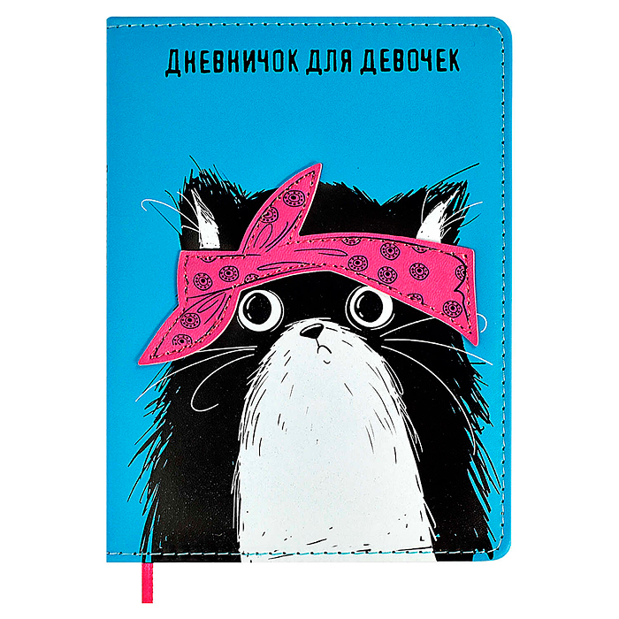 Дневничок для девочек 96л. А6+ "Хип хоп команда" "Кот" 126х174 мм, твёрдый перепл. с порол.