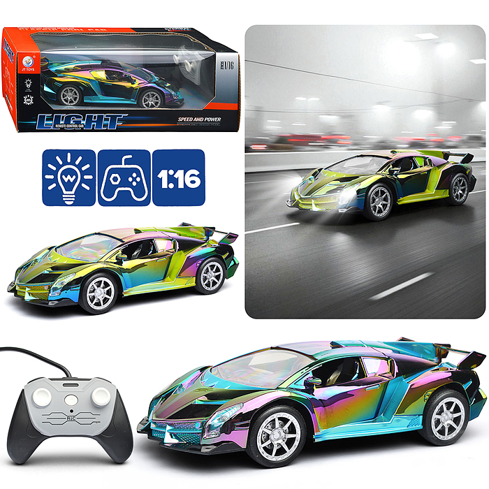 Машина JT749 "Неон кросс" р/у, 27 MHz, в коробке