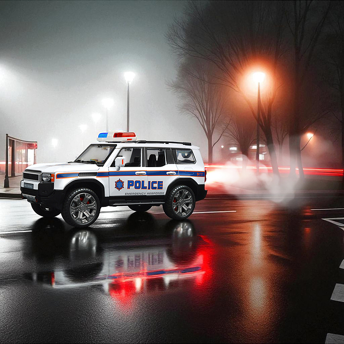 Машина HCL-621P "Полицейский внедорожник" (свет, звук, дым) в коробке