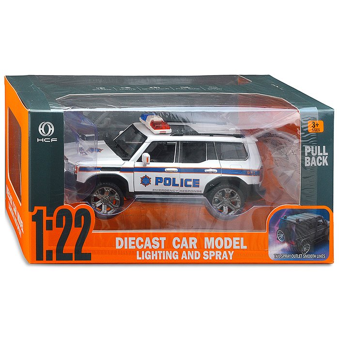Машина HCL-621P "Полицейский внедорожник" (свет, звук, дым) в коробке