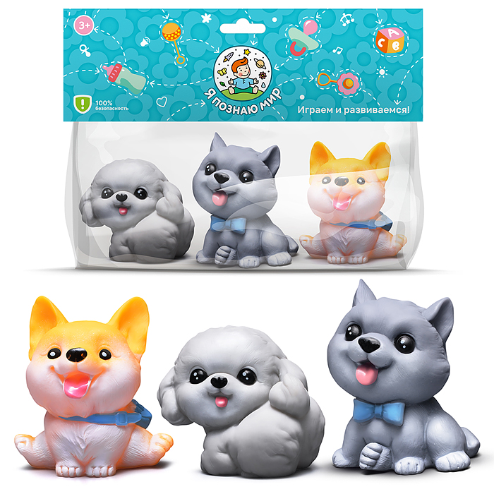 Набор игрушек для купания Y0123 "Кошечки и собачки" в пакете