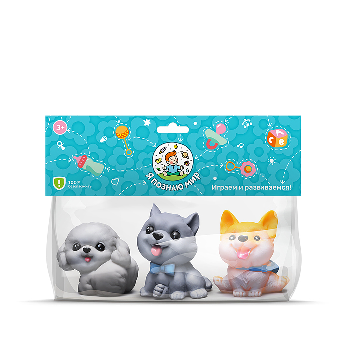 Набор игрушек для купания Y0123 "Кошечки и собачки" в пакете