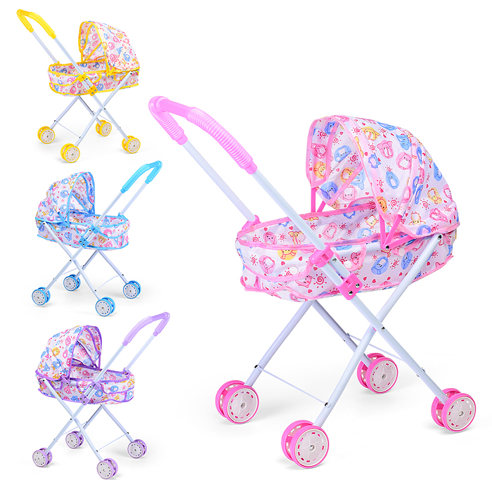 Коляска для кукол L-8037A (металлическая, складная, прогулочная, цвет в ассортименте)