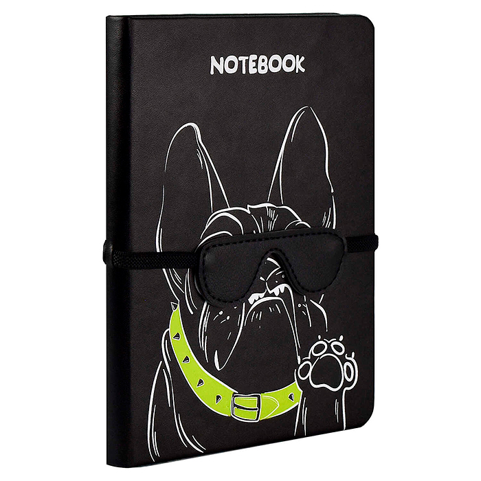 Записная книжка А6+ "Бульдог" кожзам:  126x174 мм, твёрдый переплёт