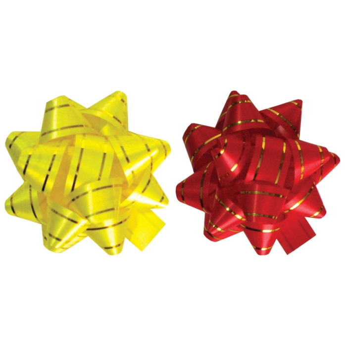 Набор из 2-х металлизированных бантов-звезд (малых) для праздничной упаковки.