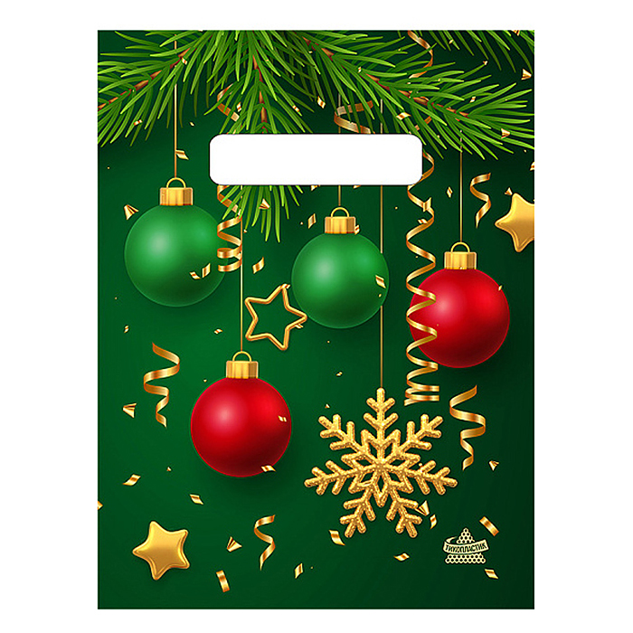 Пакет "Золотая снежинка" Новый год вырубной (190х250х30)