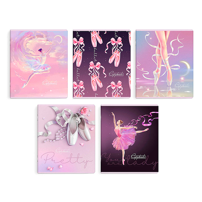 Тетрадь 48 л, клетка "Балерина"А5+, мягкий переплёт (2 скобы)