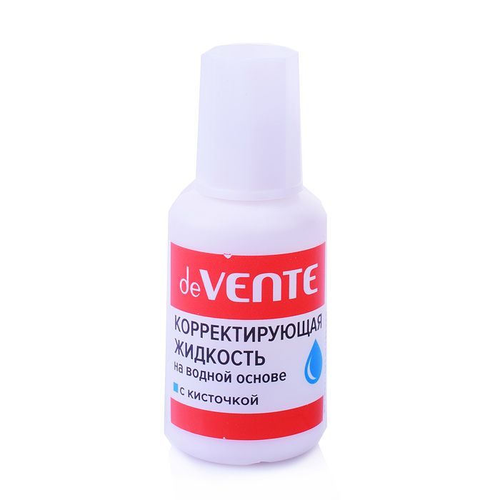 Корректирующая жидкость, 20 г, на водной основе, морозоустойчивая, в бутылочке с кисточкой,