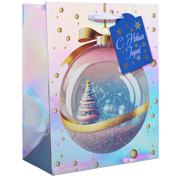 Бумажный пакет для сувенирной продукции с полноцветной печатью на голографии Бумажный пакет для сувенирной продукции с полноцветной печатью на голографии