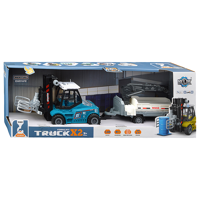 Машина KLX900-60 "Погрузчик" с прицепом (свет, звук) в коробке 