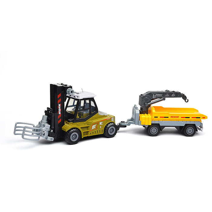 Машина KLX900-60 "Погрузчик" с прицепом (свет, звук) в коробке 