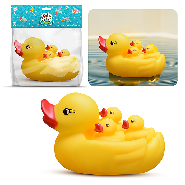 Набор игрушек для купания Y0116 "Утка и утята" в пакете Набор игрушек для купания Y0116 "Утка и утята" в пакете