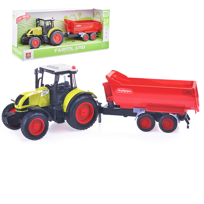 Трактор WY900B с прицепом 1:16 (свет, звук) на батарейках, в коробке Трактор WY900B с прицепом 1:16 (свет, звук) на батарейках, в коробке