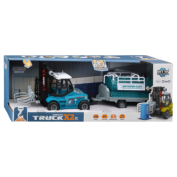 Машина KLX900-57 "Вилочный погрузчик" с автоцистерной (свет, звук) в коробке 